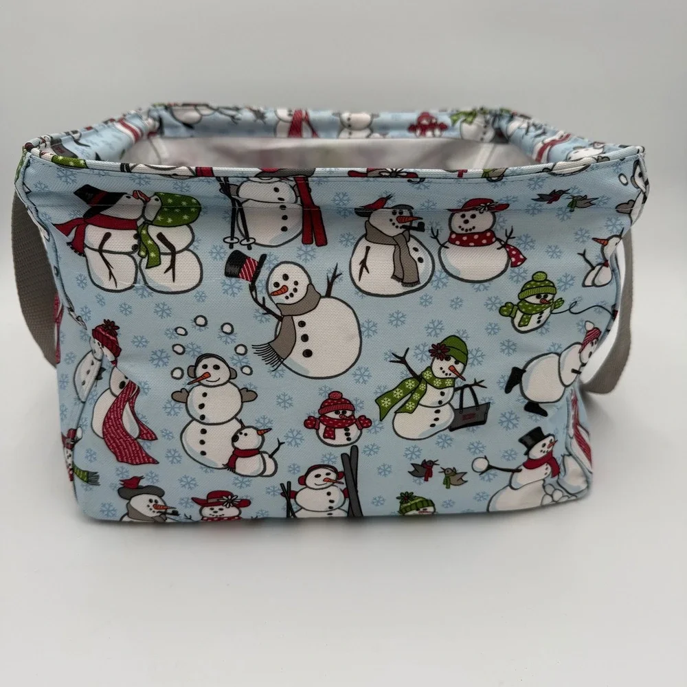 Thirty-One Littles Carry-All Caddy Blue Snowman Winter Holiday Storage Bin Bag